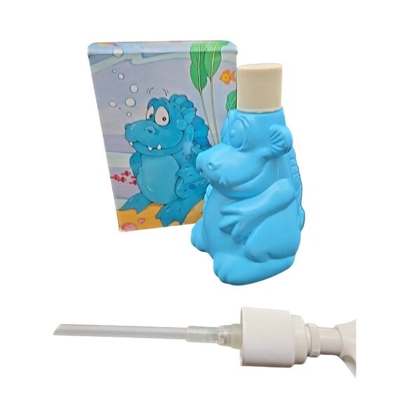 Sudsy Sinclair Blue Dinosaur Kids Liquid Soap Dispenser Set Avon Vintage 1980 - Picture 2 of 9